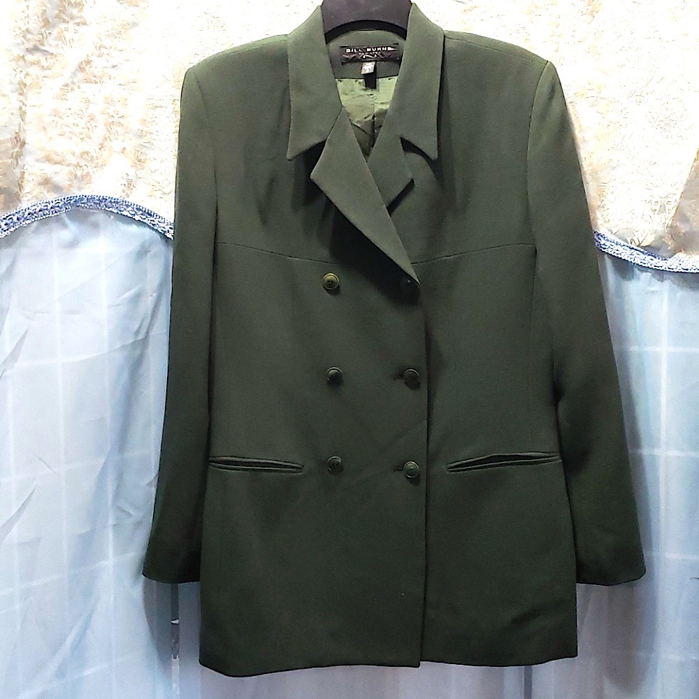 BILL BURNS NY DOUB. BREASTED GREEN BLAZER SZ 6